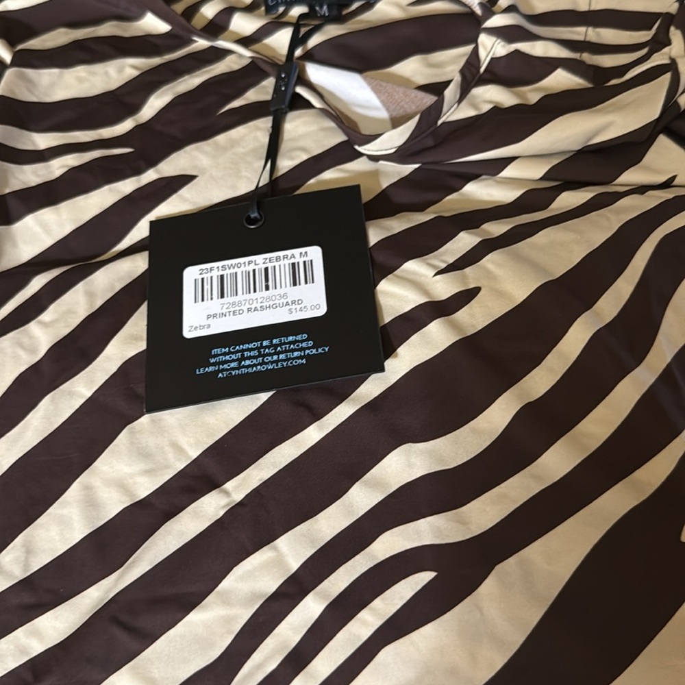 Cynthia Rowley Zebra Print Bikini - Brown and Cream 3 pieces includes Rashguard - Picture 11 of 13